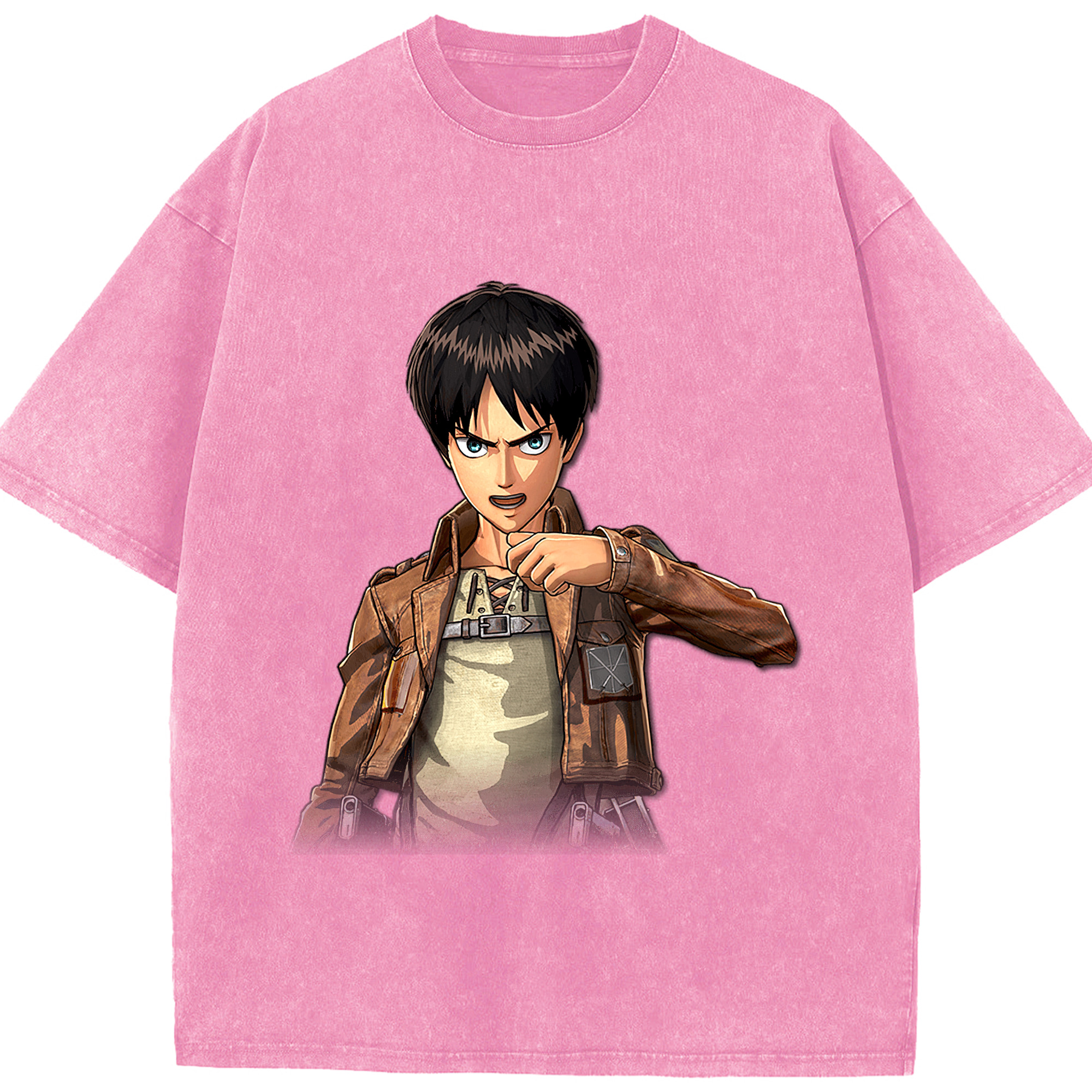 （画像用） 進撃の巨人 エレン･イェーガー Attack on Titan Eren Jäger 綿100% ヴィンテージ風 半袖Tシャツ（フロントプリント）
